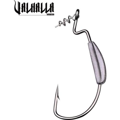 VALHALLA 5pcs Exposed Jig Crank Head Barbed Hook 1/0-5/0# Crank Offset Fishing Hook Fish Hooks Fit for Texas Rigs Fishing Tackle
