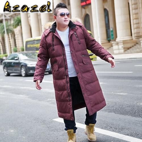 Azazel wnter jacket men hooded Down jackets 5XL 8XL plus size big fur collar fat white duck down parkas hommes veste LXR594