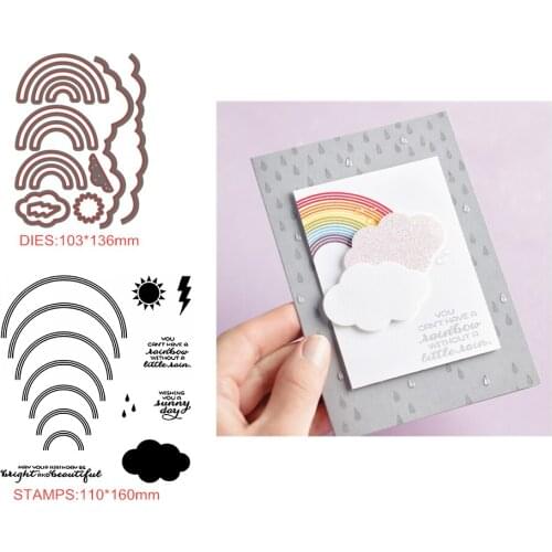 Metal Cutting Dies and Stamps Lucky Rainbow for DIY Scrapbooking Photo Card Making Decor Supplies Embossing Die Template
