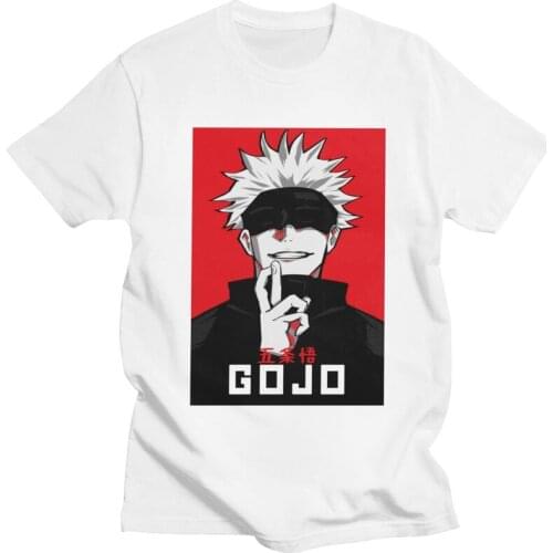 Fashion Jujutsu Kaisen Gojo Satoru T Shirts Men Cotton Tees Anime Manga Tshirt Short Sleeve Fashion T-shirt Merch