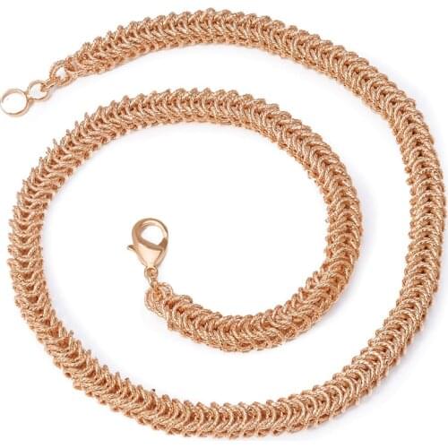 MxGxFam ( 44 cm * 6 mm ) Gold Plated 18k Short Weave Chian Necklace For Men Women Fashion XP Jewelry HIP HOP