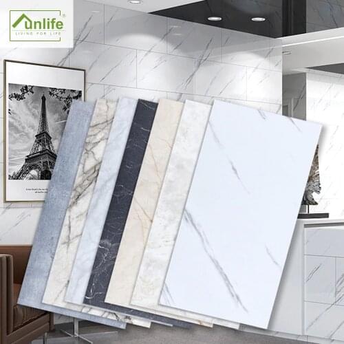 Funlife[R] NOUVELLE MAISON[TM] 30x60cm Black and White Marble Waterproof PVC Tile Sticker For Kitchen Bathroom Floor Sticker