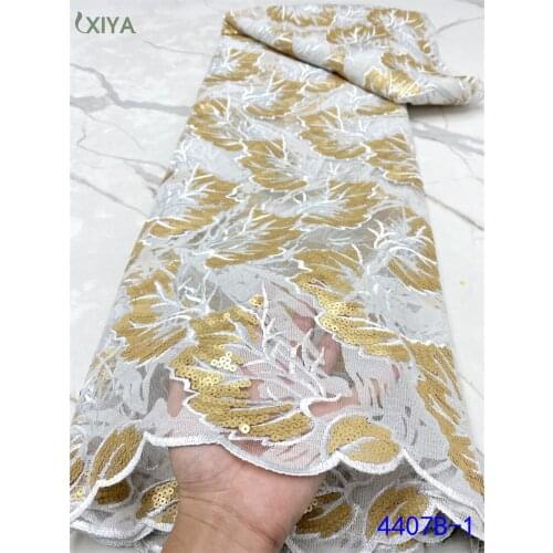New Design Sequence Lace Fabric Embroiderey African French Mesh Tulle Lace with Sequins Nigerian Net Lace Fabric APW4407B