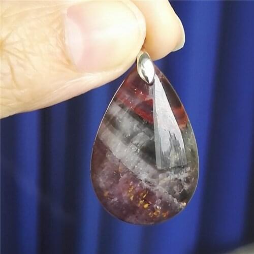 Genuine Natural Cacoxenite Auralite 23 Gem Stone Crystal Water Drop Bead Suspension Woman Pendant 31x20x10mm