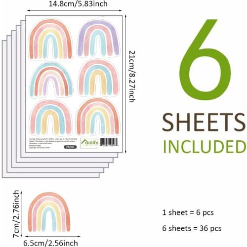 Rainbow Wallpaper on The Wall Stickers for Childrens Room Ornaments Baby Room Stencils kindergarten for Vinyls Decorative