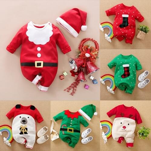Christmas baby clothes 2020 new red autumn and winter climbing clothes newborn baby girl 2 pcs set