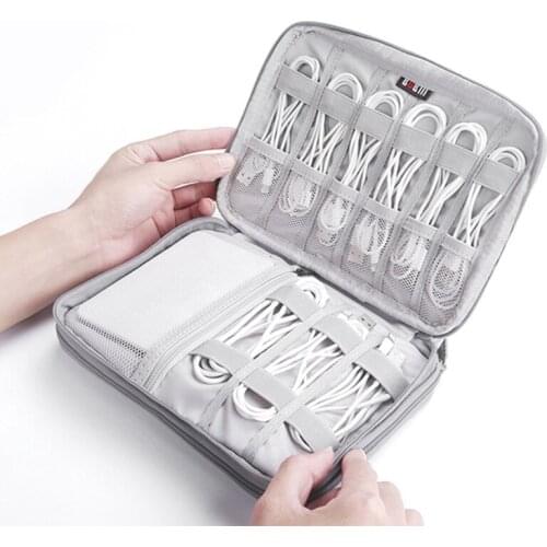 Gray Black Digital Storage Bag USB Cable Organizer Earphone Wire Bag Pen Power Bank Travel Kit Case Pouch Electronics Accessorie