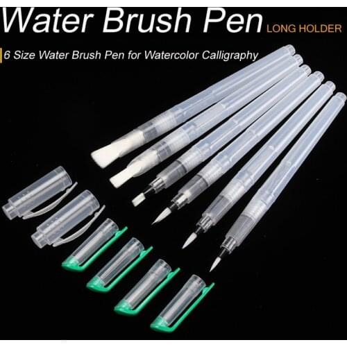 School 6PCS Portable Paint Brush Water Color Brush Pencil Soft Watercolor Brush Pen for Beginner Painting Drawing Art Supplies