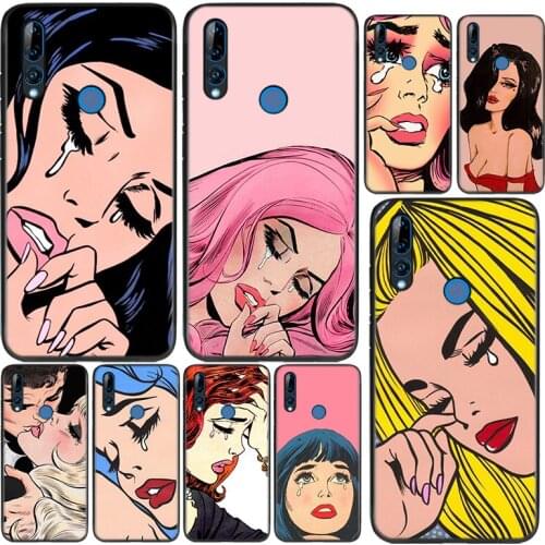 Silicone Cover Crying Comic Girl Painting For Huawei Honor 9 9X 9N 8S 8C 8X 8A V9 8 7S 7A 7C Pro lite Prime Play 3E Phone Case