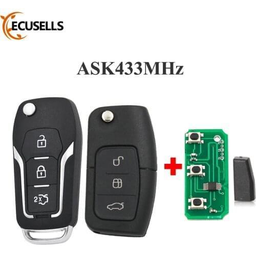Folding Flip Remote Key Fob ASK433MHZ For Ford Fiesta Focus 2 Ecosport Kuga Escape C Max Ka 4D63/4D60 Chip FO21 HU101 Blade