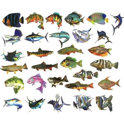 10/50Pcs Outdoors Fisherman Go Fishing Fashion Fish Stickers for Mobile Phone Laptop Luggage Skateboard Box Tank Sticker