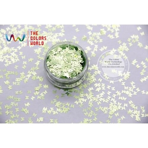 TCJ103 Pearlescent Light Green Colors Butterfly shape 3.0MM Size Glitter for nail Art nail gel makeup or DIY decoration