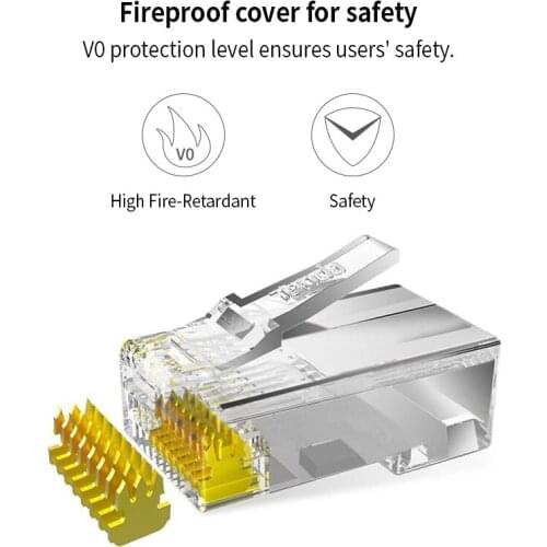 Tenda 100pcs Network Ethernet Crystal Heads Plug RJ45 Connectors 8Pin RJ45 Connector CAT5 CAT5e Cat6 Modular Cable Plugs Socket