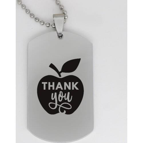 Ufine jewelry apple shape pendant army card thank you stainless steel customed necklace N4349