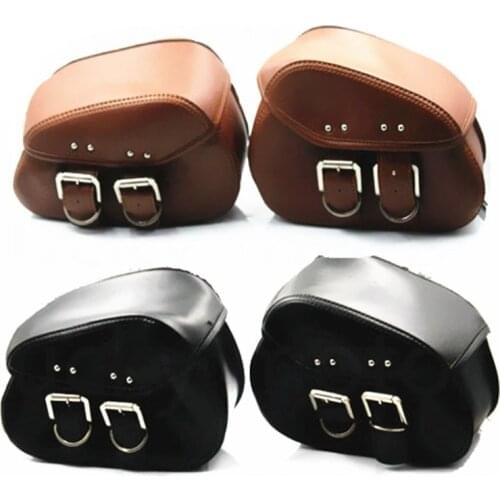 Universal PU Leather Saddle Bags Motorbike Panniers Luggage Bag Motorcycle Sport bike Cruiser Bobber Chopper Touring Atv Scooter