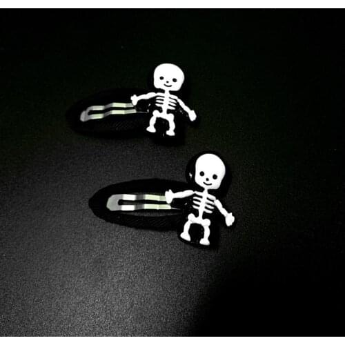 Hip Hop Punk White Acrylic Skull Hair Clips for Girls Kids Women Fashion Hair Accessories Headwear Goth Black Skeleton Hair Pins