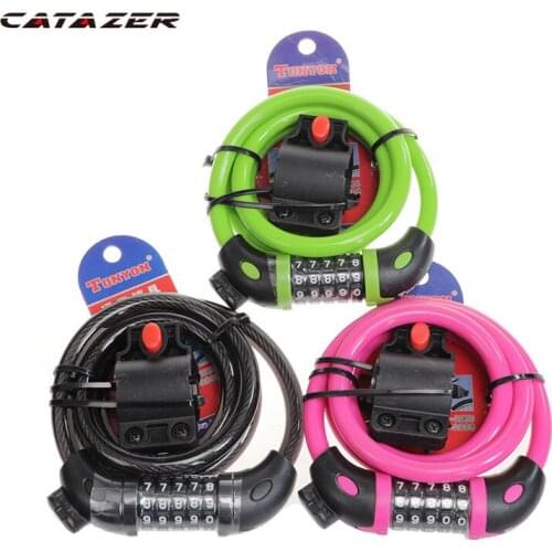 Bicycle Locks 5-digit Combination Bicycle Safety Lock 3 Colours 1200 mm x 12 mm Screw Wire Rope