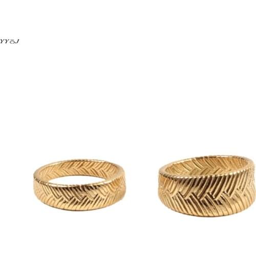 Knit weaved braided wide rings gold stainless steel band rings for women vintage unusual cool jewelry unique wholesale items