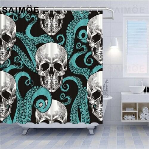 Octopus Seas Shower Curtains Bath Curtain 180*180cm Waterproof Bathroom Home Decor Washable Fabric Bathroom Screen With 12 Hooks