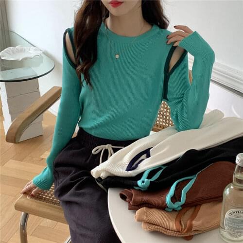 2021 Woman Sweaters Autumn Winter Slim O-Neck Pullover Knitted Top Sweater Womens Clothing Sexy Bastic Sweater