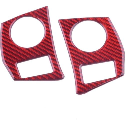 1 Pair Steering Wheel Button Trim Cover Frame Carbon Fiber Red Fit for Toyota Corolla 2014 2015 2016 2017 2018