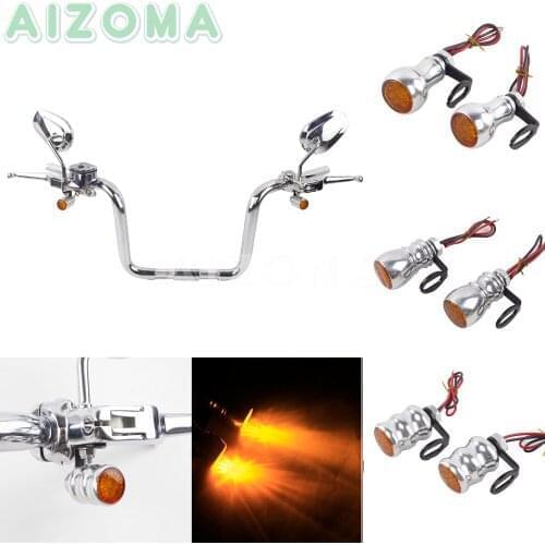 1 Pair Silver Universal Mini Front LED Turn Signal Flasher Light for Harley Sportster XL Touring Dyna Softail Custom Indicator
