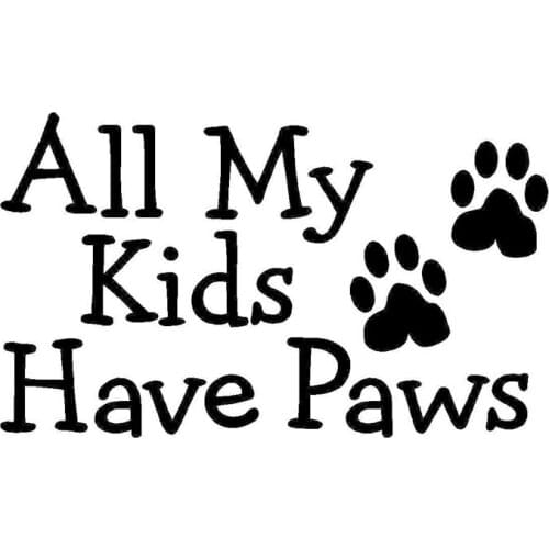 16.5*9.8CM ALL MY KIDS HAVE PAWS Dog Cat Pet Car Decals Funny Window Glass Decorative Stickers Black/Silver C4-0207