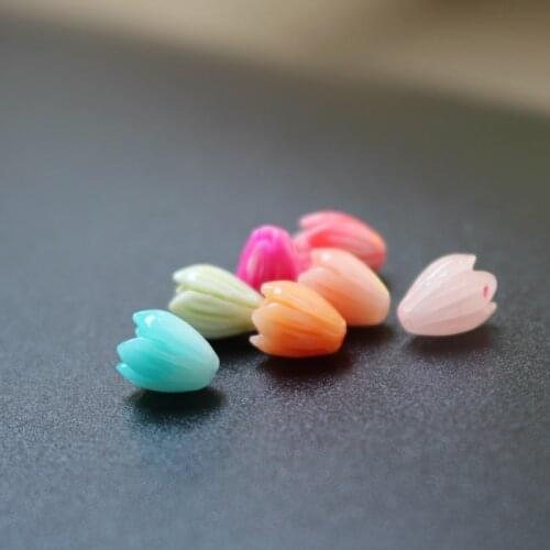 20Pcs 7mm 8mm 10mm Double Colored Carved Jasmine Flower Artificial coral beads Multi-color for Jewelry making DIY Accessories