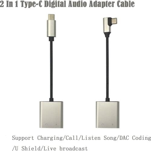 2 In 1 Type-C to 3.5mm Audio Adapter Cable Support PD/QC charging Max 20V3A DAC 24-bit 96Khz adapter for all type-c phone laptop