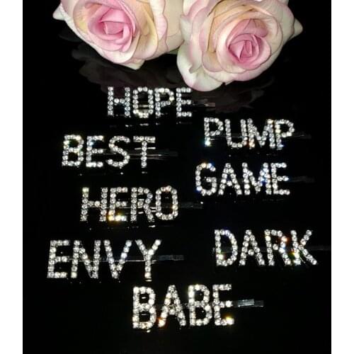 Blingbling Letters Hair Pin Women Beauty Crystal Word Hairclips Rhinestone Bobby Pins Most Popular Hair Accessories WHOLESALE