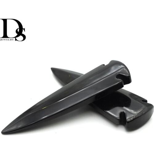 DS Natural Black Obsidian Arrow Charms Pendant Quartz Crystal Knife Reiki Healing Crystal Men Jewelry Wedding Gifts