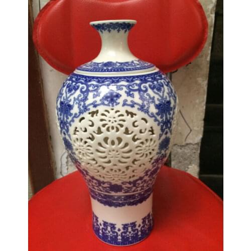 Two set Chinese porcelain bule and white large vase QIANLONG mark