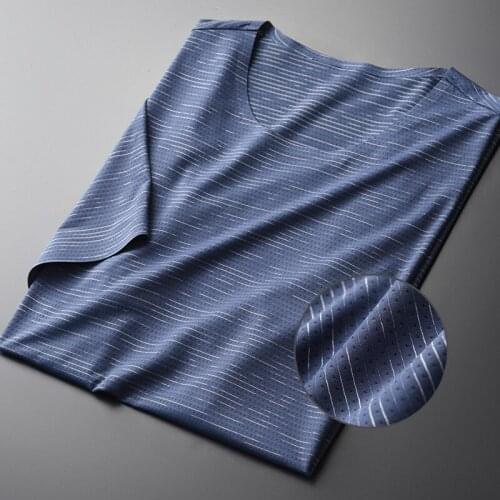 Classic Summer Mens T-shirts Luxury Hollow Out Breathable Short Sleeve Male T-shirts 4xl Slim Fit Round Collar Man Tee