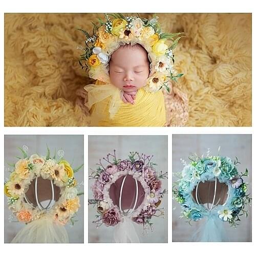 Newborn beautiful flower cap baby and adult studio shooting props headdress hat newborn photography props