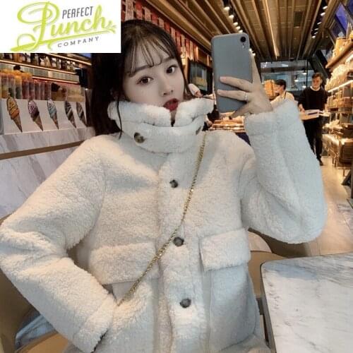 And Jacket Winter Autumn Clothes Women 2021 Korean Fake Lamb Wool Coat Thick Cotton Womens Clothing Femme Veste LXR1104