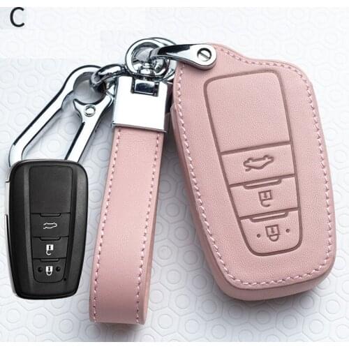 Leather Car Smart Key Cover Protective Case Holder For Toyota Camry CHR Prius Corolla RAV4 Prado 2017 2018 Accessories