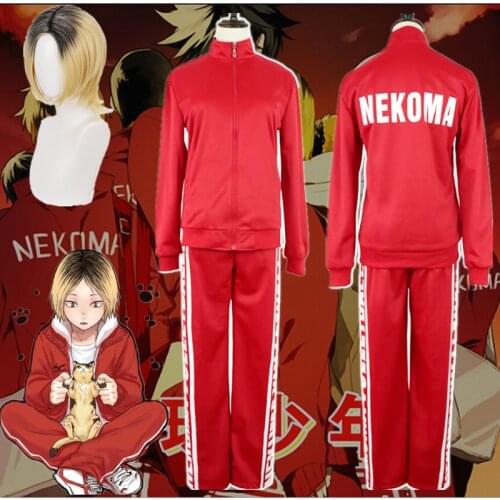 Haikyuu Nekoma Jacket Pants Uniform Kuroo Tetsurou Kenma Kozume Cosplay Costume Volleyball Anime Red Sportswear Uniform