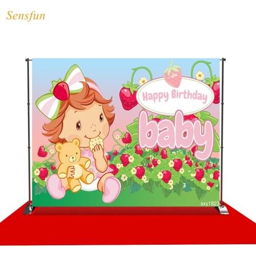 LEVOO Photography Backdrop Birthday Little Girl Strawberry Baby Photographic Background Photo Shoot Props Photocall Vinyl