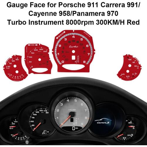 Gauge Face for Porsche 911 Carrera 991 Cayenne 958 Panamera 970 Turbo 250KM/H 300KM/H Red White Yellow