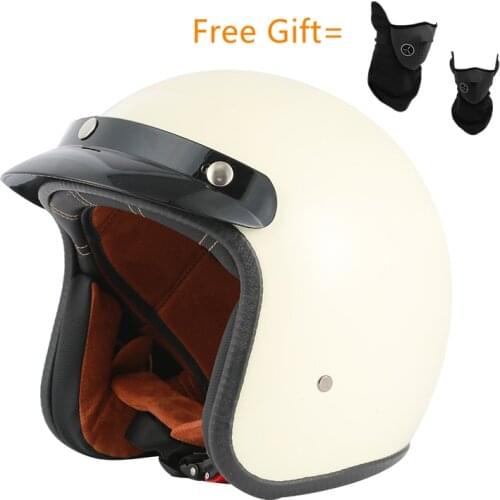 Solid White Half Casque Moto Capacete Motorcycle Helmet Vintage Helmet High Quality 3/4 Open Face Scooter Helmets Dot Free Gift