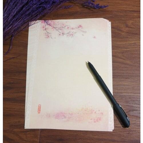 80pcs paper letter set Chinese style Souvenirs gifts writing vintage retro ancient Ink painting Sakura flower storage wholesale