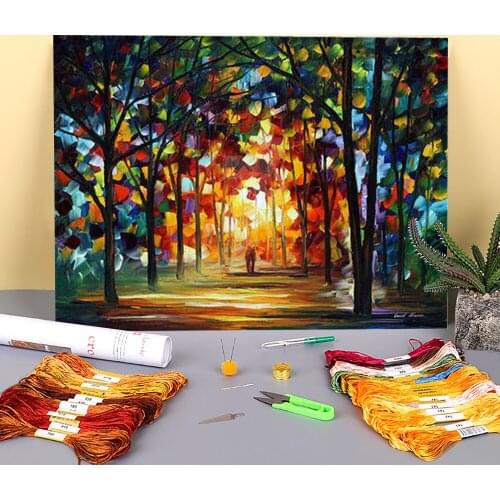 Celebration Colors Printed Water-Soluble Canvas 11CT Cross-Stitch DIY Embroidery Kit DMC Threads Painting work Mulina