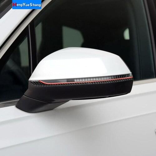 Carbon Fiber Car Interior Accessories Rearview Mirror Anti-collision Strip Cover Trim Stickers For Audi Q7 SQ7 4M 2016-2019