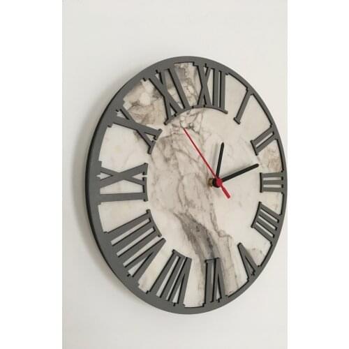 North Designed Ephesus Is Black Roman Decorative Wall Clock 30 Cm