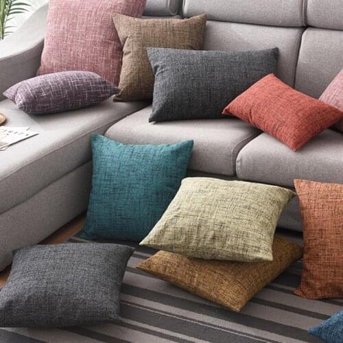 30x45/45/40x60/55cm simple plain color linen cushion cover decorative lumbar pillowcase sofa chair backrest waist pillow cover