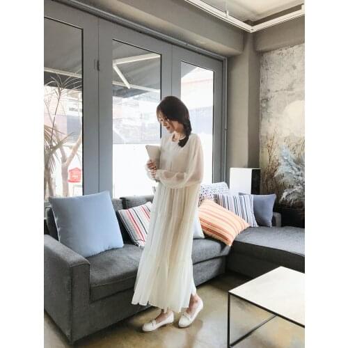 2020 Plus Size New Summer Dress Girls Boho Party Chiffon Female Vintage Dress white long Sleeve Women Dresses long Robe Vestido