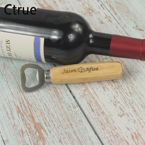 Custom Engraved Wood Beer Bottle Opener, Personalized name Bottle Opener Customized Groomsmen gifts for men wedding gift