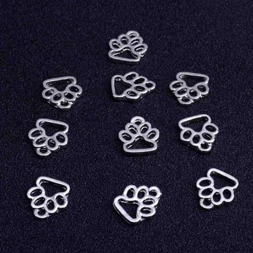 10 Pcs/Set Hollow Metal Dog Paw Print Footprint Charms Pendant for Necklace Bracelet Jewelry Making Findings DIY Craft