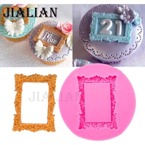 Retro frame chocolate Party wedding cake decorating tools DIY baking fondant silicone mold T0481