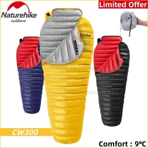 Naturehike Sleeping Bag CW300 Mummy White Goose Down Winter Waterproof Ultralight Outdoor Camping Hiking Travel Sleeping Bag